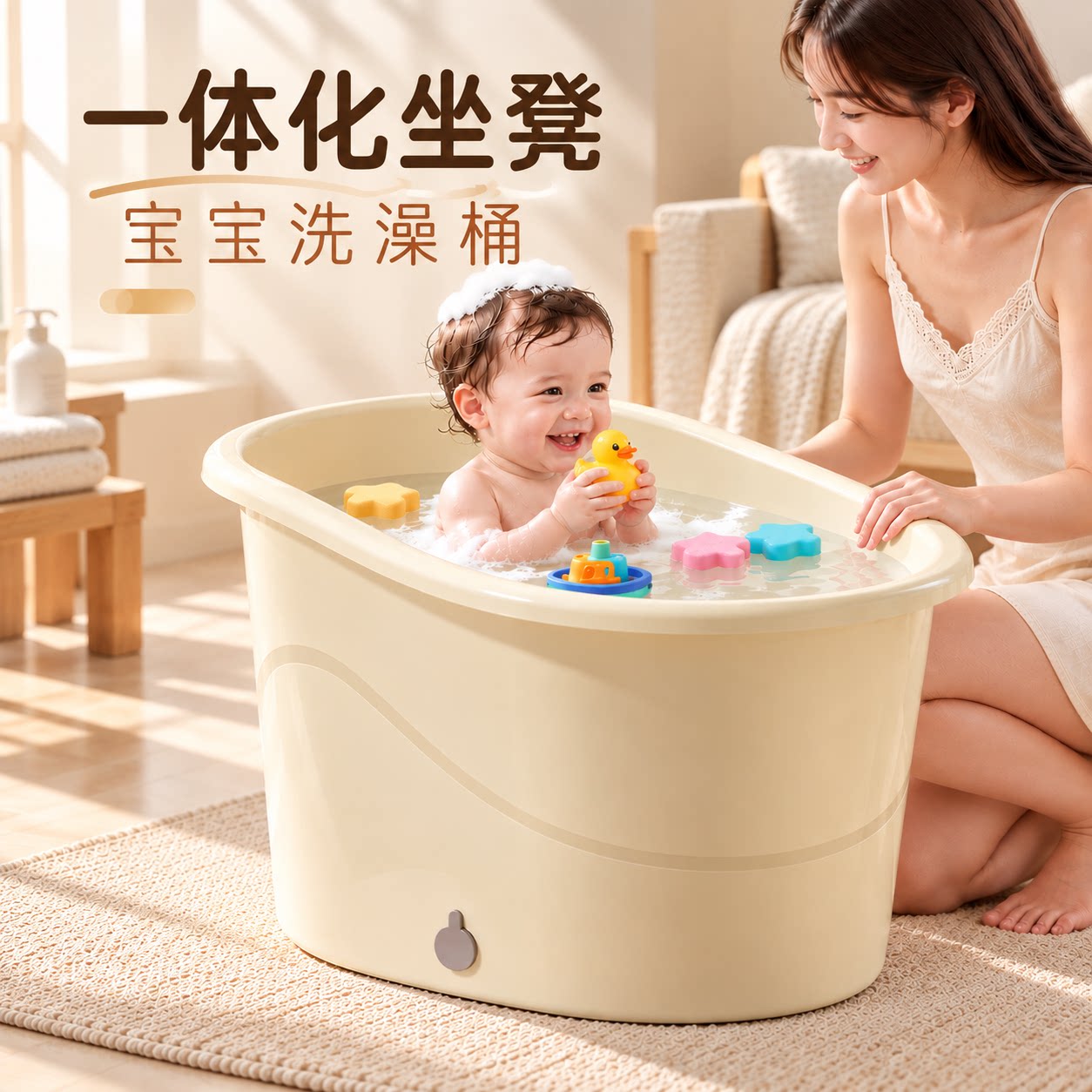宝宝专用洗澡桶可坐0到3岁小月龄冬天儿童泡澡桶家用大号浴桶澡盆