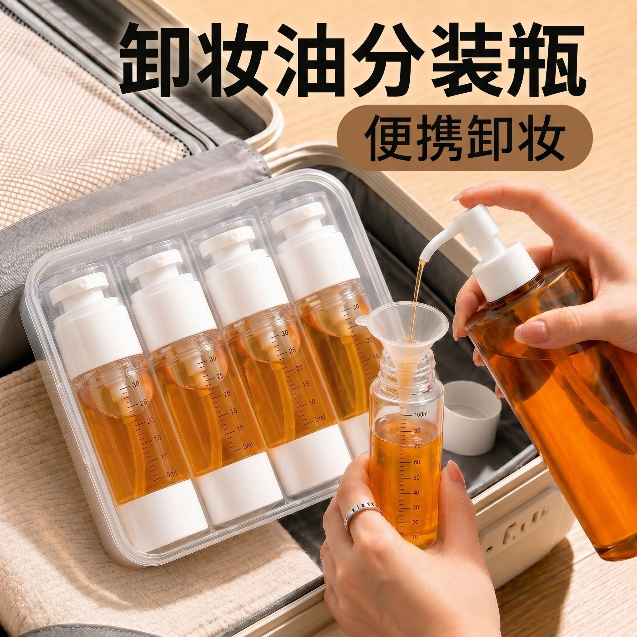 卸妆油分装瓶按压式防漏旅行便携真空喷雾小瓶子小样空瓶子液体图片