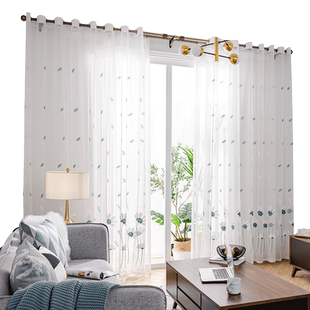 小清新!网红雏菊白沙窗帘纱帘防晒简约卧室飘窗遮光隔断窗纱纱帘