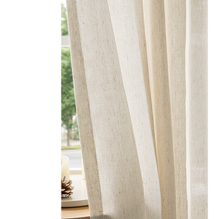 原素日式亚麻纱帘窗帘新款客厅阳台卧室米色中式透光不透人定制