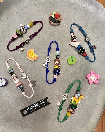 HEIXIN STUDIO手作秘鲁陶瓷珠西亚琉璃珠珍珠多巴胺小众手绳057