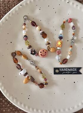 HEIXIN STUDIO手作捷克琉璃珠珍珠秘鲁陶瓷珠可爱小众手链002