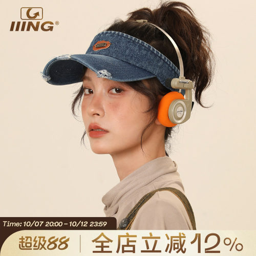 IIING帽控原创牛仔破洞空顶帽