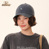 IIING帽控 太阳帽大头围鸭舌帽男 复古软顶显脸小棒球帽子女夏韩版