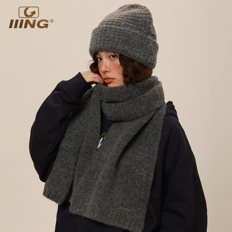IIING帽控金属标针织帽+围巾