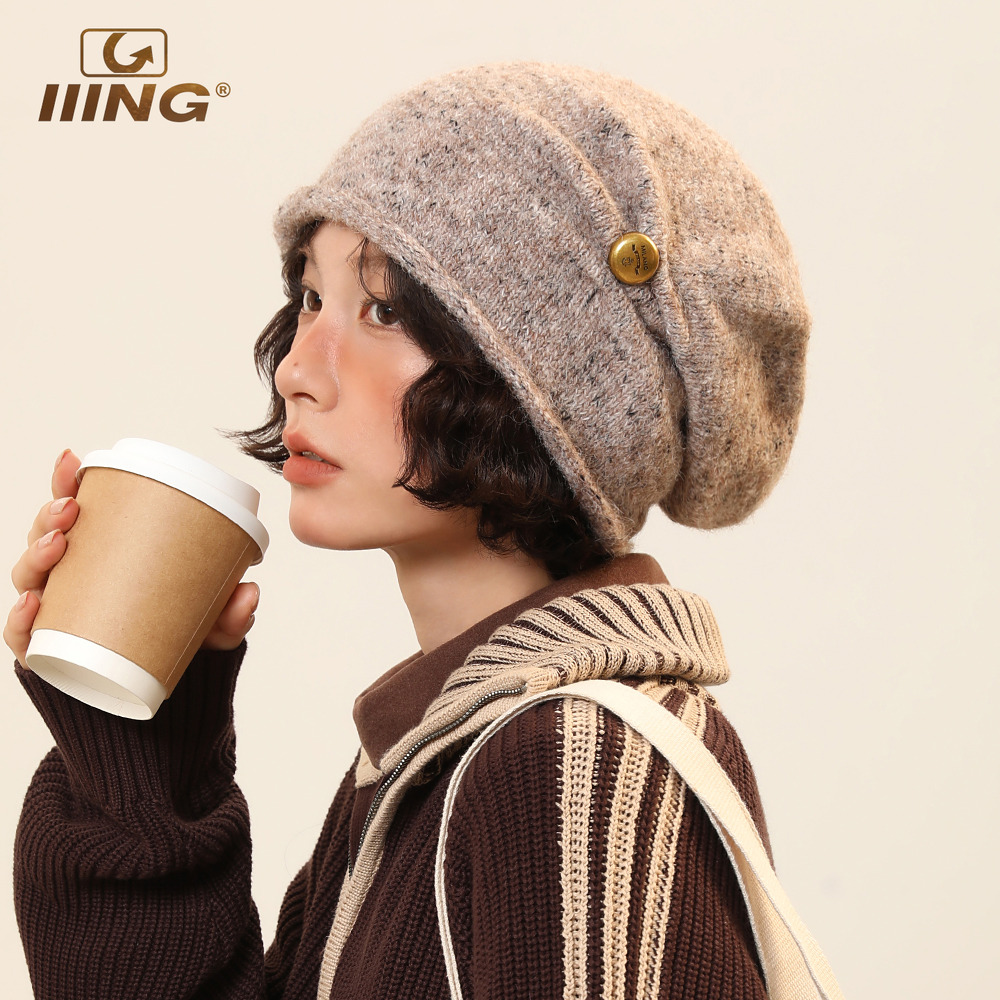 IIING帽控秋冬百搭款纽扣堆堆帽