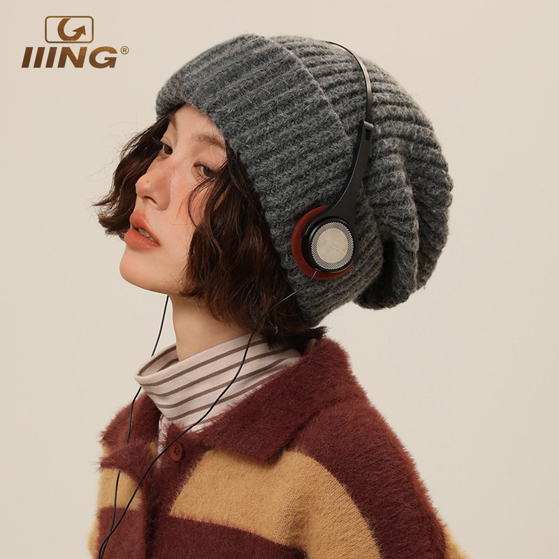 IIING帽控纯色大版型针织帽