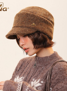 IIING帽控 复古毛呢褶皱贝雷帽女秋冬季高级感保暖显脸小画家帽子