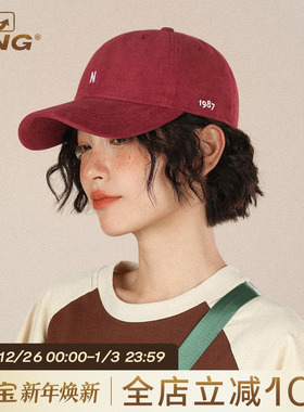 IIING帽控 酒红色帽子女韩版鸭舌帽遮阳防晒显脸小百搭软顶棒球帽