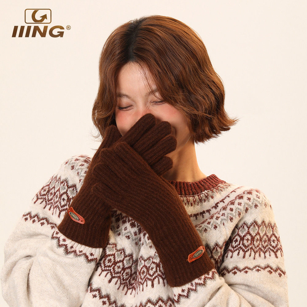 IIING 冬日氛围感纯色羊毛混纺骑车保暖手套女可触屏针织分指手套,服饰配件/皮带/帽子/围巾,手套,淘宝优惠券,粉丝福利购,淘宝优惠卷