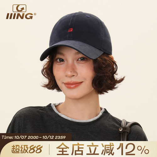2026年新款防晒遮阳鸭舌帽女马字母刺绣棒球帽大头围显脸小帽子男