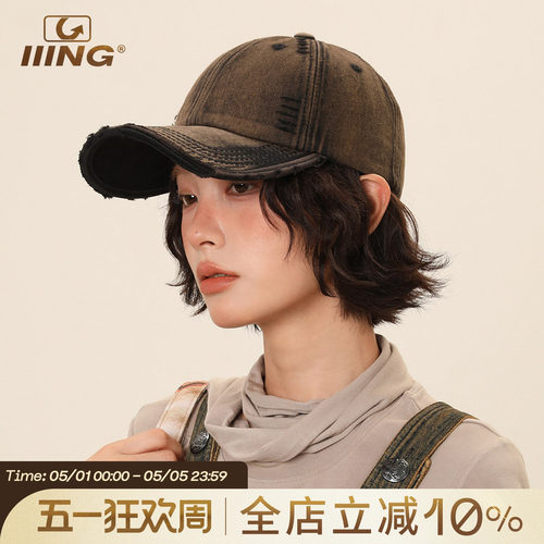 IIING帽控复古水洗做旧鸭舌帽