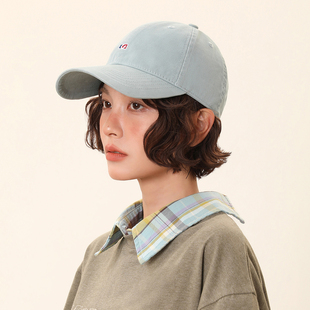 IIING帽控 蓝色棒球帽宽帽檐大脸显脸小百搭软顶遮阳鸭舌帽子女夏