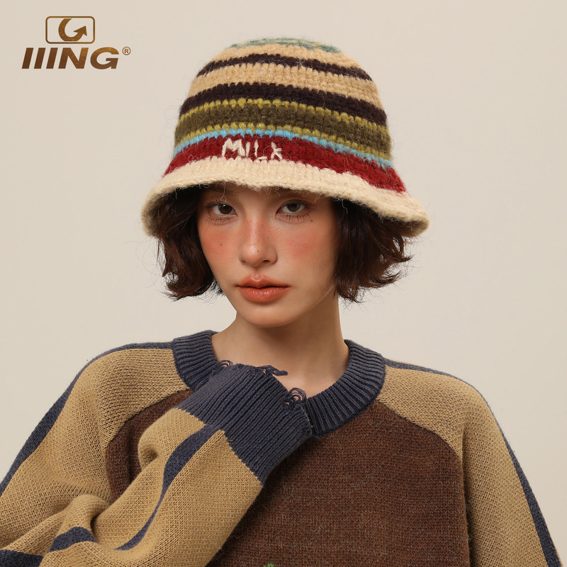 IIING帽控撞色复古针织帽