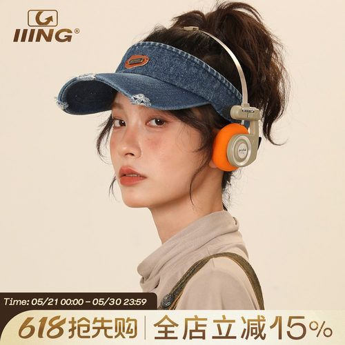 IIING帽控原创牛仔破洞空顶帽