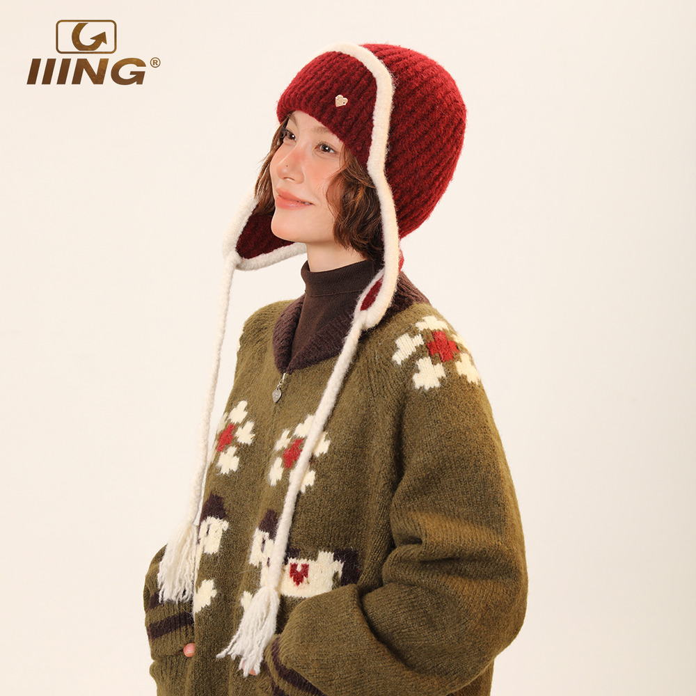 秋冬季护耳保暖绑带显脸小雷锋帽