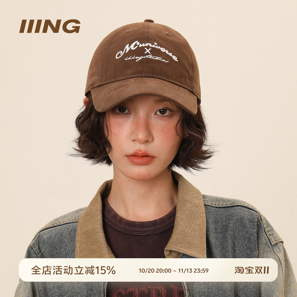 IIING帽控 夏季新款鸭舌帽深顶大头围软顶复古棒球帽男遮阳帽子女