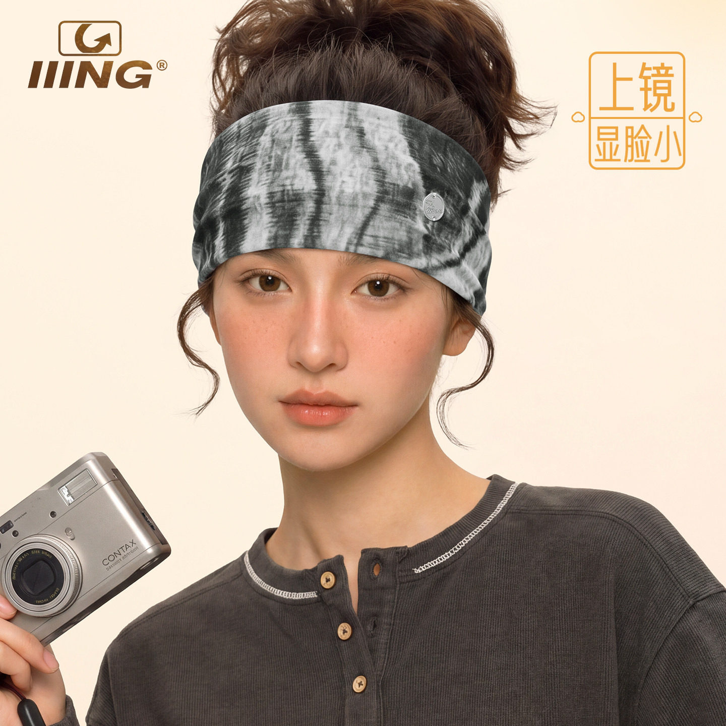 IIING帽控 美式渐变扎染宽边发带街头个性百搭弹力运动发箍头饰图片