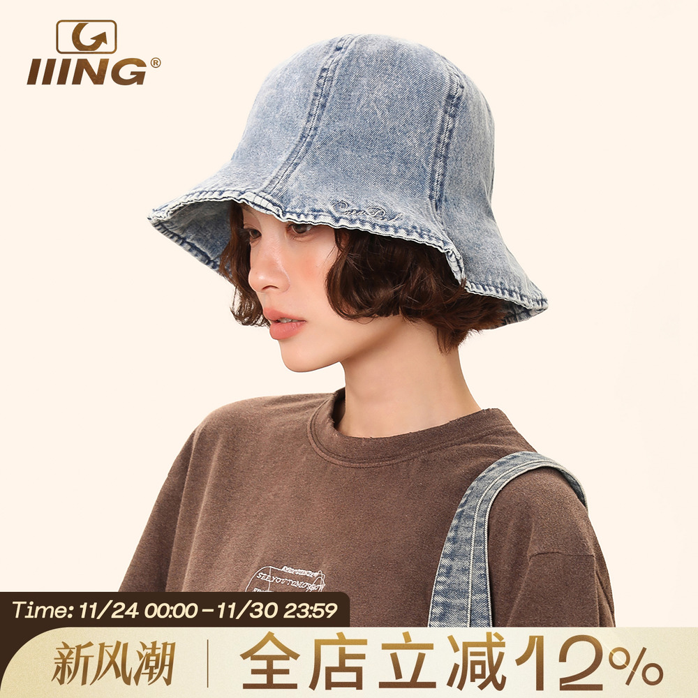 复古牛仔高级感超好看渔夫帽