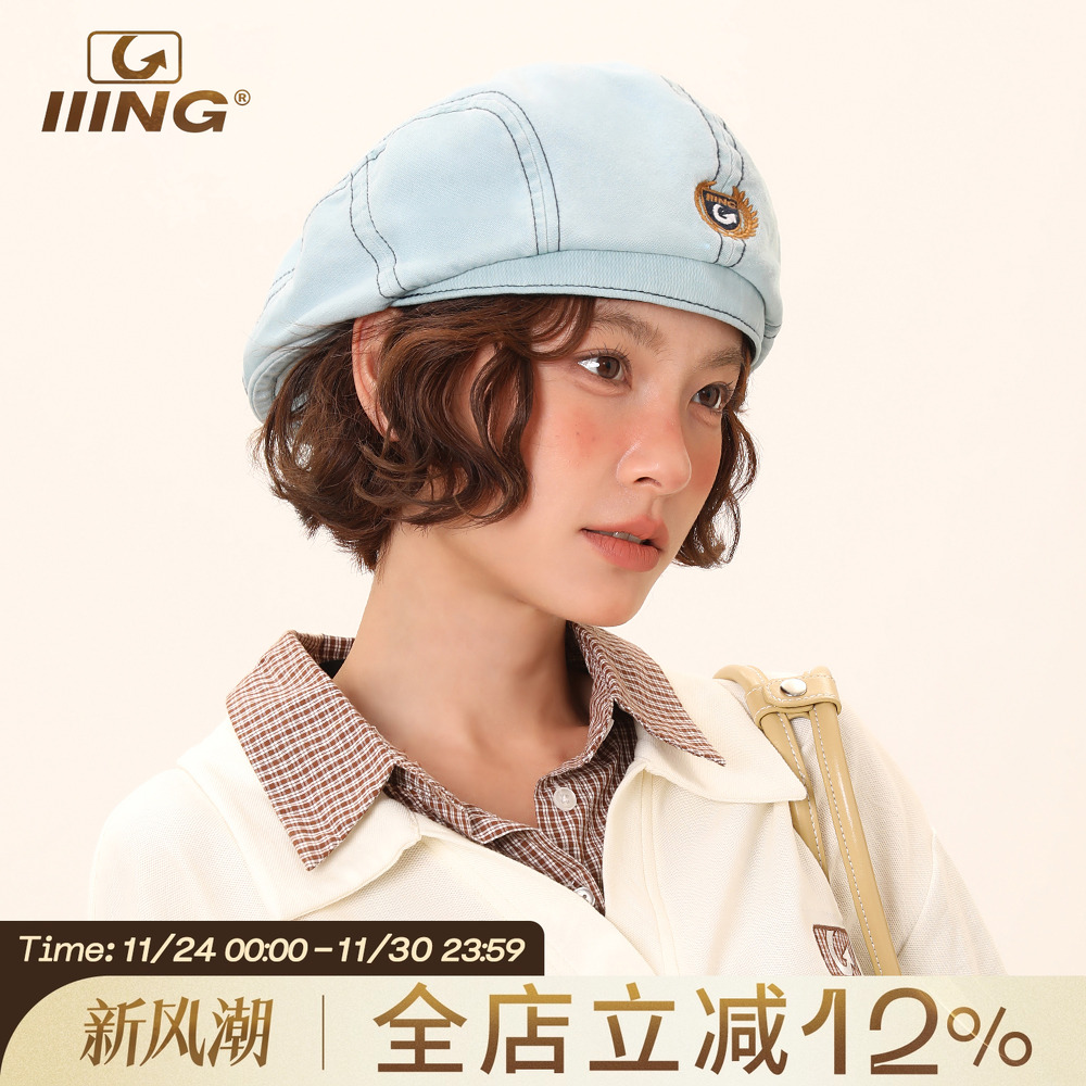 夏日氛围色薄款反戴贝雷帽