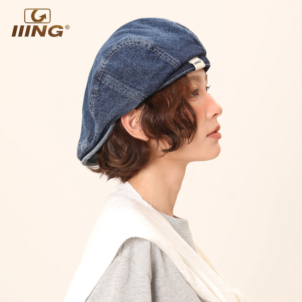 IIING帽控合适方圆脸牛仔贝雷帽
