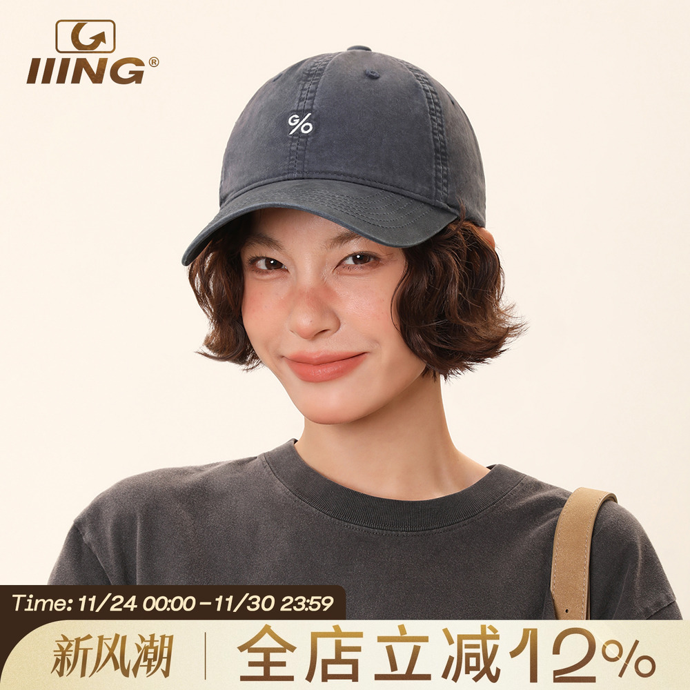 IIING帽控 复古软顶显脸小棒球帽子女夏韩版太阳帽大头围鸭舌帽男