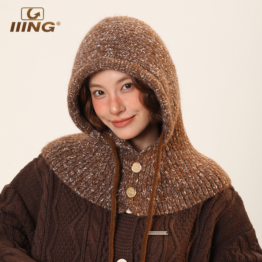 IIING帽控羊毛混纺彩点针织帽