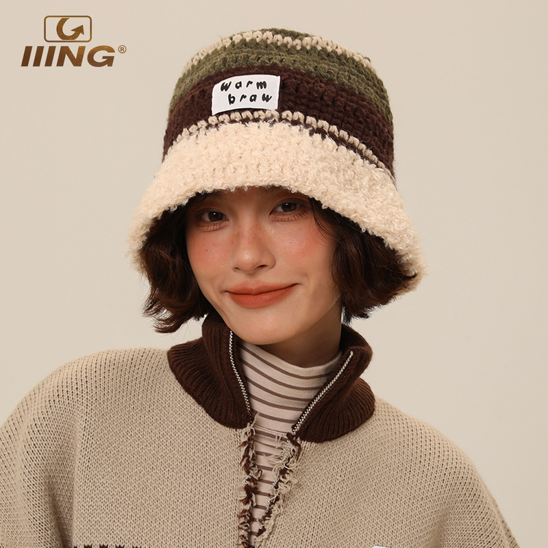 IIING帽控撞色复古针织帽