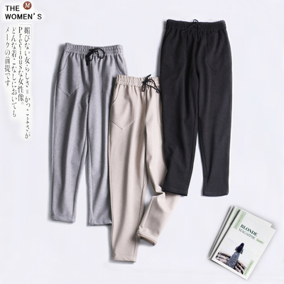 SHAN家！加厚，柔软..秋冬不起球毛呢松紧高腰长裤休闲裤哈伦裤