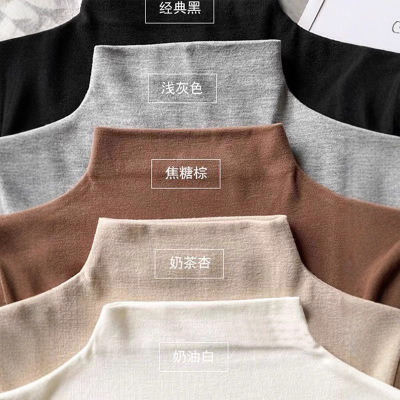 纯色德绒半高领打底衫女2025秋冬季新款内搭长袖修身显瘦加绒上衣