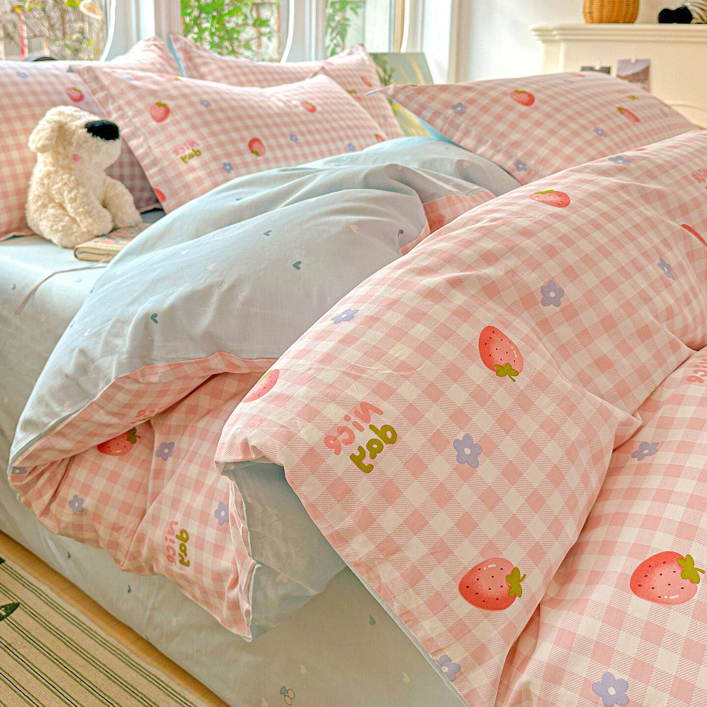 100%全棉被套单件可定制纯棉被罩小清新卡通学生单人双人四件套