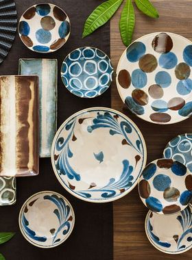 现货 日本进口 手绘笔刷蓝系列 小圆碗大钵碗长盘 | 茶娜和查理