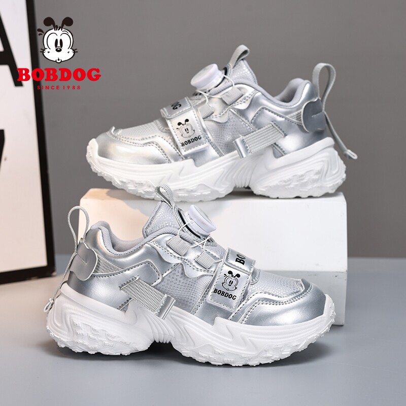 巴布豆男童皮面防水儿童新款厚底老爹鞋2026春中大童女童运动鞋