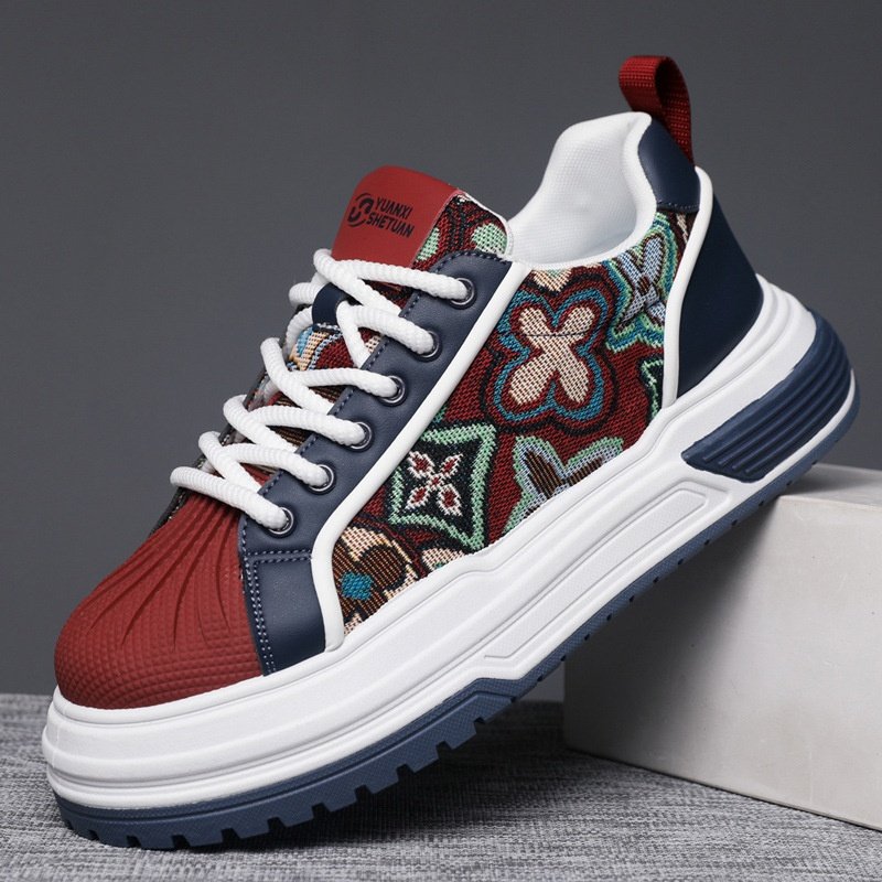 男鞋秋冬2025新款潮流运动鞋复古印花刺绣休闲鞋百搭舒适男士板鞋