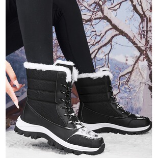 2025秋冬冬季加厚靴防水防滑保暖雪地靴时装靴高筒TF2025平跟圆头