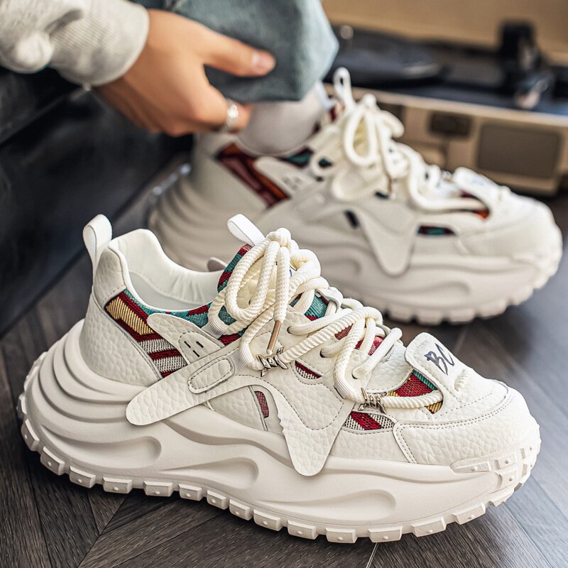 男鞋2026春季新款超火拼色老爹鞋百搭厚底增高鞋男士运动休闲潮鞋