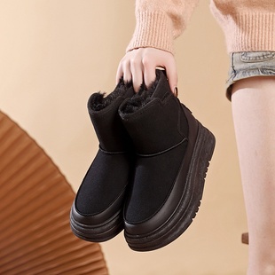 魔术贴雪地靴棉靴女2025冬季新款厚底增高加绒保暖短筒子女RD7340