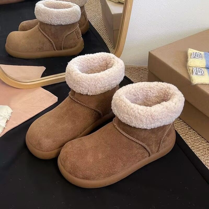 秋冬加厚丑萌雪地靴女2025新款保暖厚底潮流勃肯短靴女一脚蹬棉鞋,女鞋,时尚雪地靴,淘宝优惠券,粉丝福利购,淘宝优惠卷