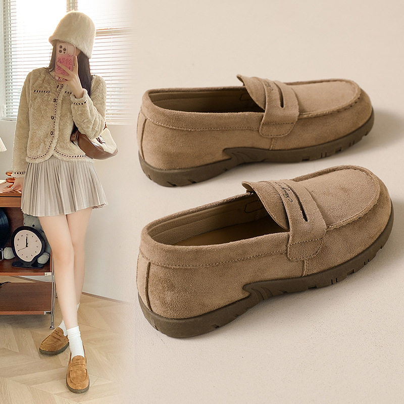 复古鞋女款2026秋季新款软底不累脚休闲鞋百搭一脚蹬豆豆鞋