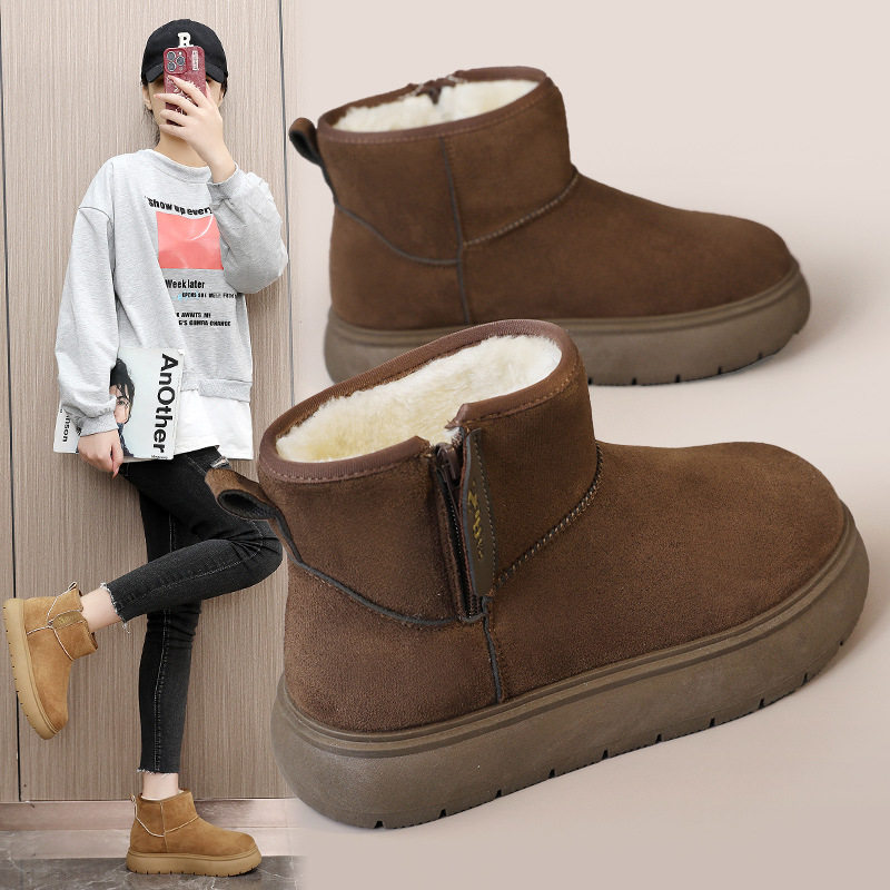 新款2025秋冬季女鞋休闲棉鞋纯色增高厚底保暖韩版雪地靴,女鞋,时尚雪地靴,淘宝优惠券,粉丝福利购,淘宝优惠卷