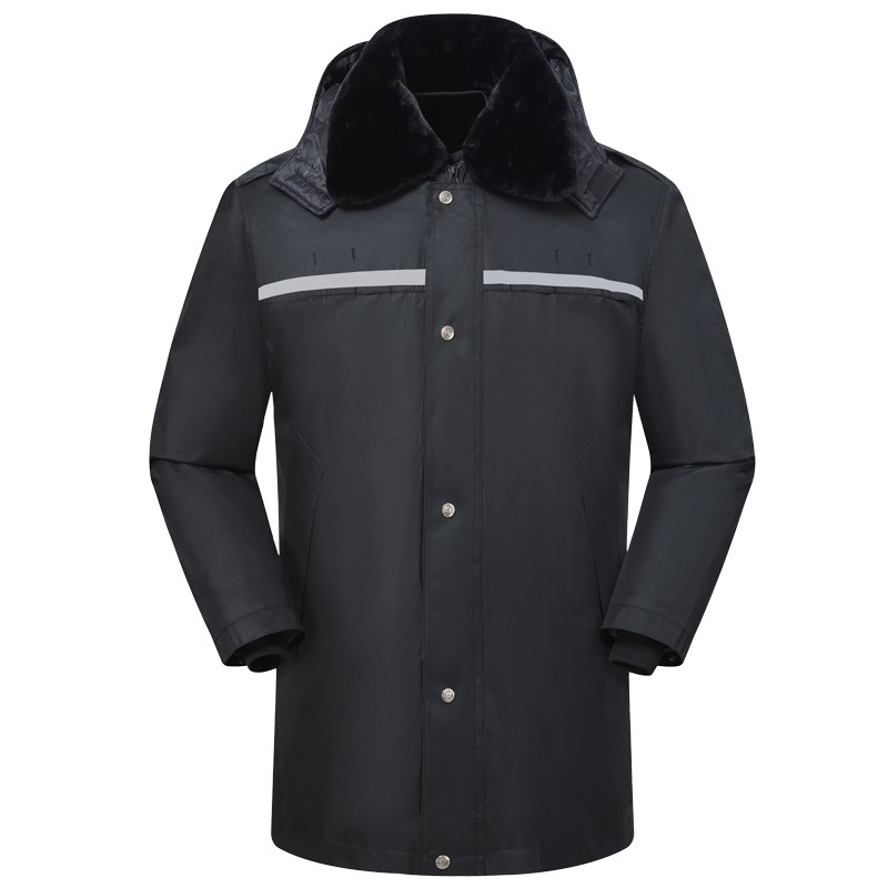 新选大码冬e季黑色保安服加肥加大军大大衣男300斤安保棉袄特大号