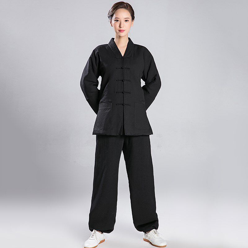 新款夏季太极服 男女亚麻z加棉加厚武术练功服棉袄大衣太极服