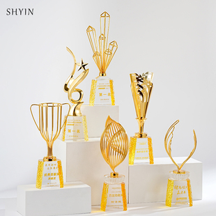 优选高级感金属奖杯定制r定做公司销售冠军团队比赛荣誉颁奖高档