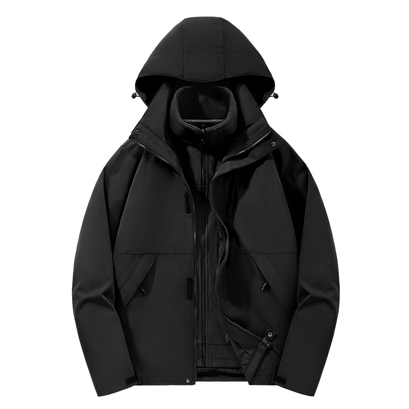 新款8XL大码男装三合一冲锋衣D定制秋冬季工作服汽修4S工装