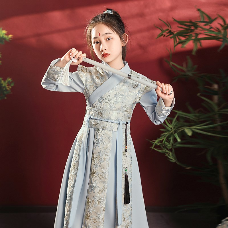 新款女童古装汉服国风春秋女侠A风花木兰服装儿童剑客飞鱼服仙侠图片