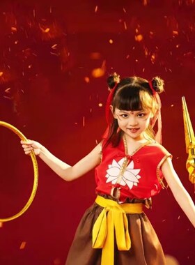 新选哪吒儿童服装团体表演亲子活动表演服全套男女童cXos儿童演出