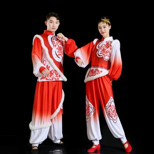 新年新款秧歌服j演出服套装女民族舞蹈服腰鼓舞服春节喜庆服