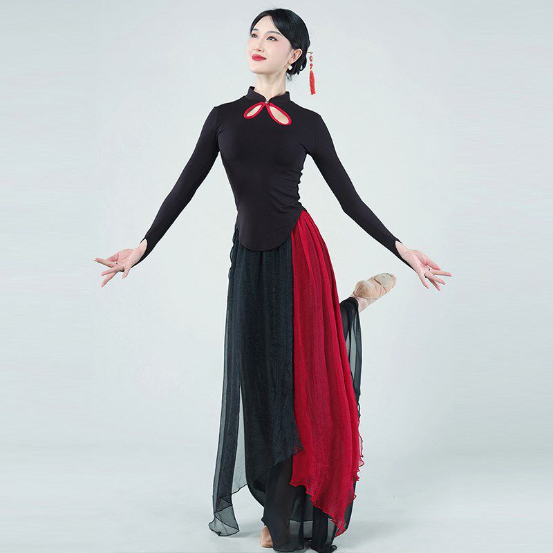 新品新款古典舞成人舞蹈服装w女中国风现代民族舞黑色练功服演出
