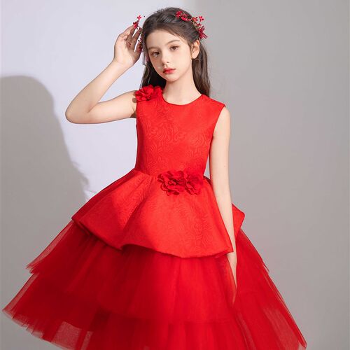 新选夏儿童礼服短裙公主裙大合唱朗诵主持L人钢琴演出中国风蛋糕