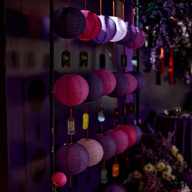 优选母亲节日活动浪漫紫色v纸灯笼店铺橱窗装饰商场结婚礼布置道